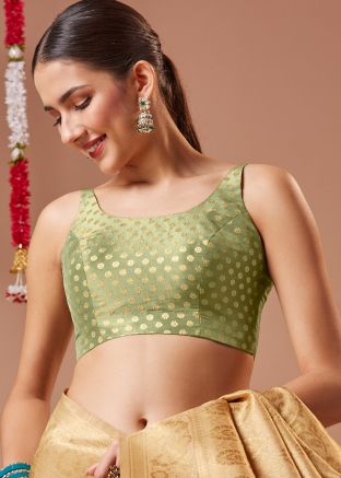 Green Zari Woven Brocade Blouse