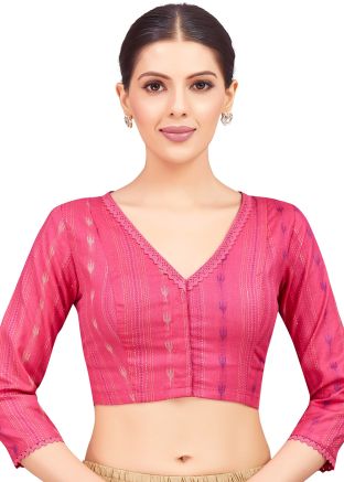 Pink Color Cotton Saree Blouse 