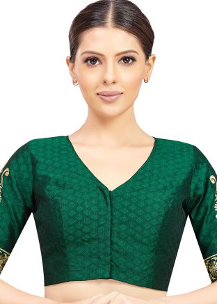 Green Color Art Silk Saree Blouse 