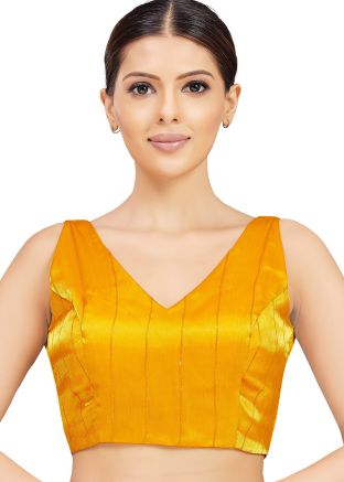 Yellow Color Satin Saree Blouse 
