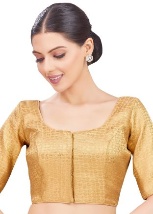 Gold Color Brocade Saree Blouse 