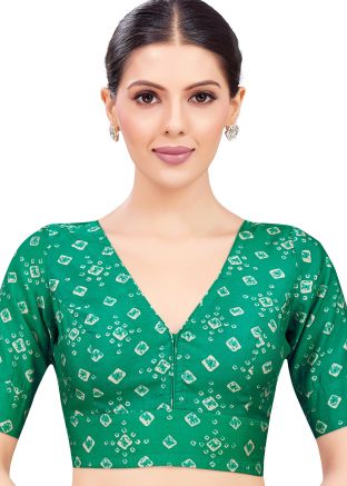 Teal Green Color Viscose Saree Blouse 