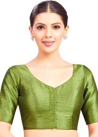 Green Color Brocade Saree Blouse 