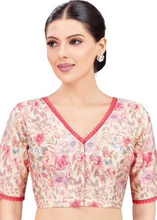Pink Color Cotton Silk Saree Blouse 