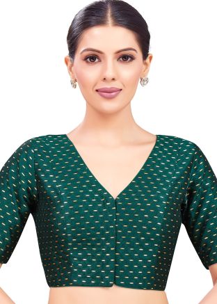 Green Color Brocade Saree Blouse 