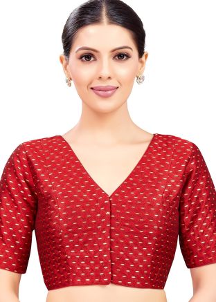 Maroon Color Brocade Saree Blouse 