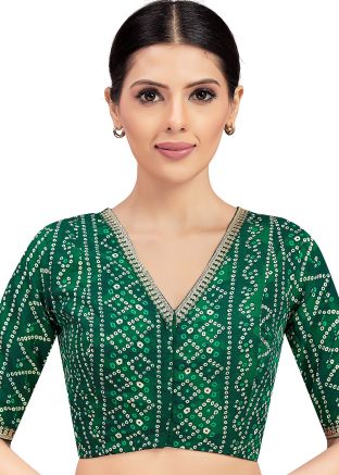 Green Color Art Silk Saree Blouse 