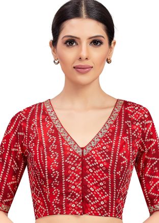 Red Color Art Silk Saree Blouse 
