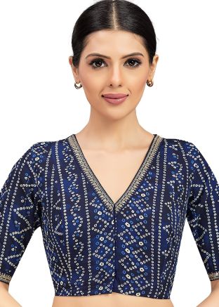 Navy Blue Color Art Silk Saree Blouse 