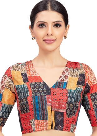 Multi Color Cotton Saree Blouse 