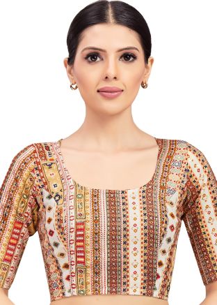 Multi Color Cotton Saree Blouse 
