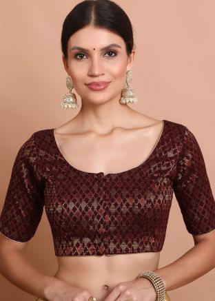 Maroon Color Brocade Saree Blouse 