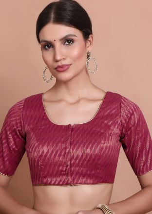 Pink Color Brocade Saree Blouse 