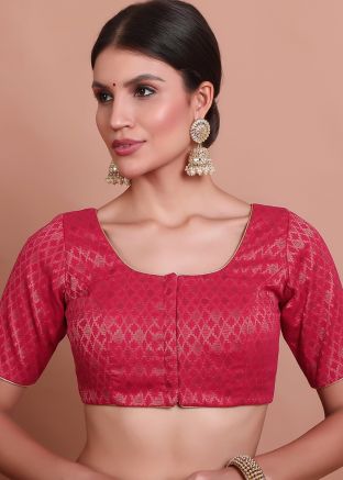 Pink Color Brocade Saree Blouse 