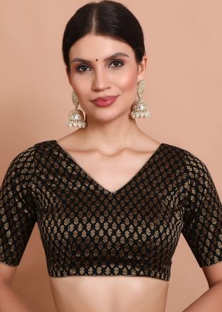 Black Color Brocade Saree Blouse 