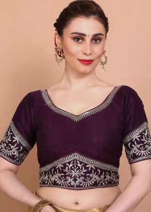 Purple Color Silk Saree Blouse 