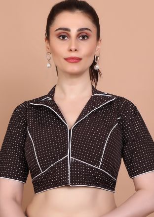 Brown Color Cotton Saree Blouse 