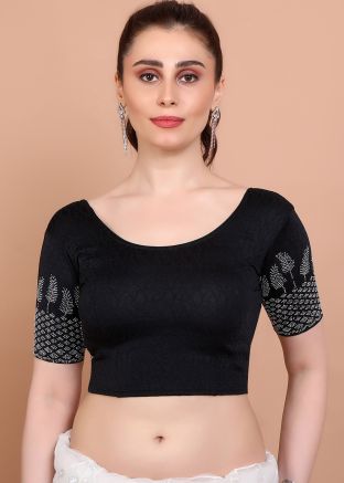 Black Color Lycra Saree Blouse 