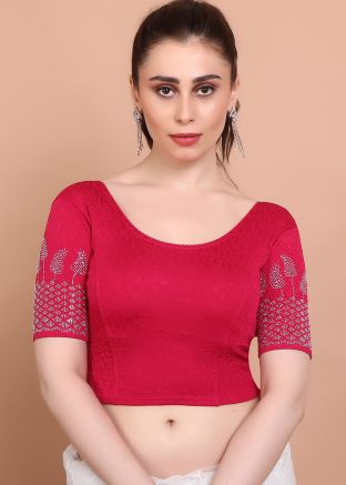 Pink Color Lycra Saree Blouse 