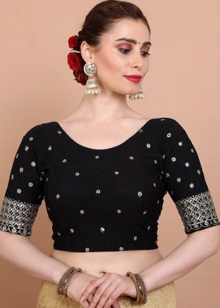 Black Color Lycra Saree Blouse 