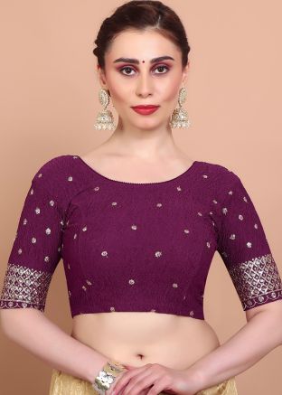 Wine Color Lycra Saree Blouse 