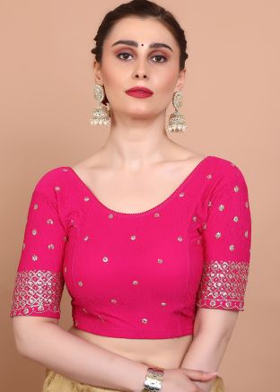 Pink Color Lycra Saree Blouse 