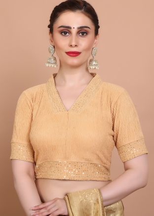 Beige Color Lycra Saree Blouse 
