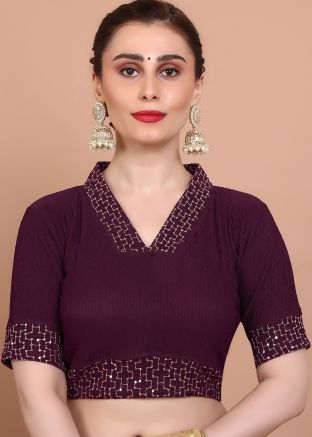 Wine Color Lycra Saree Blouse 