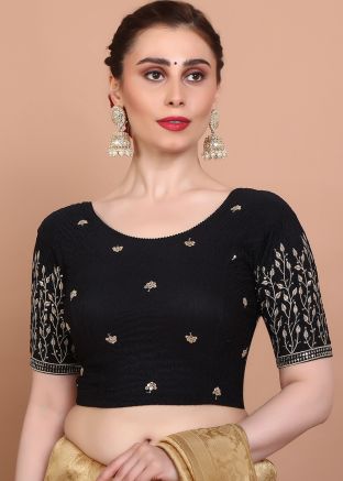 Black Color Lycra Saree Blouse 