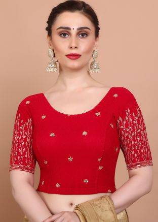 Red Color Lycra Saree Blouse 