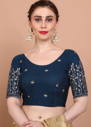 Blue Color Lycra Saree Blouse 