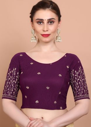 Purple Color Lycra Saree Blouse 