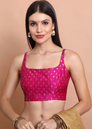 Pink Color Brocade Saree Blouse 