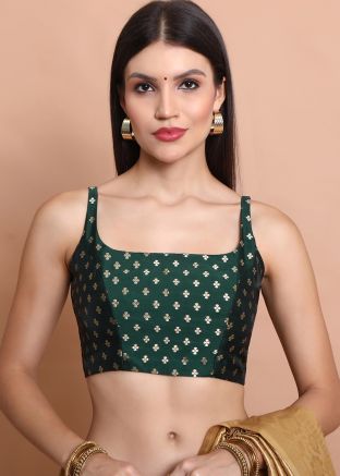 Green Color Brocade Saree Blouse 