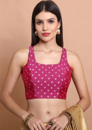 Magenta Color Brocade Saree Blouse 