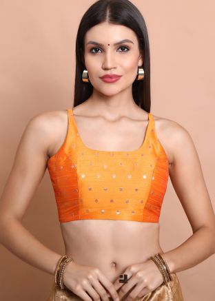 Yellow Color Brocade Saree Blouse 