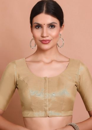 Golden Color Tissue Saree Blouse 