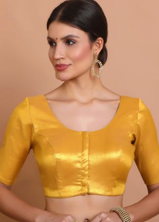 Golden Color Tissue Saree Blouse 