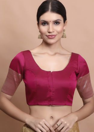 Wine Color Silk Saree Blouse 