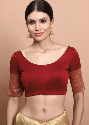 Maroon Color Silk Saree Blouse 