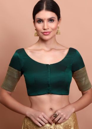 Green Color Silk Saree Blouse 