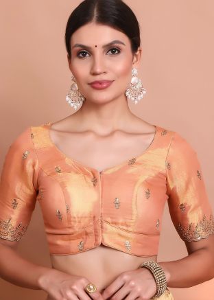 Orange Color Tissue Saree Blouse 