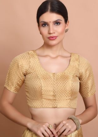 Golden Color Brocade Saree Blouse 