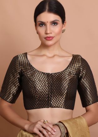 Black Color Brocade Saree Blouse 