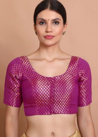 Magenta Color Brocade Saree Blouse 
