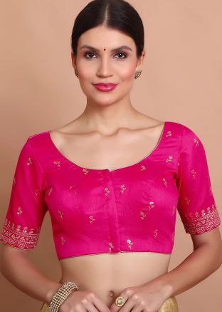 Pink Color Silk Saree Blouse 