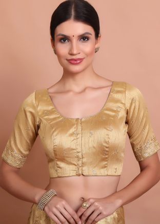 Golden Color Silk Saree Blouse 