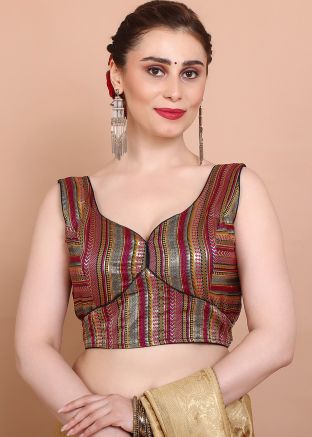 Maroon Color Brocade Saree Blouse 