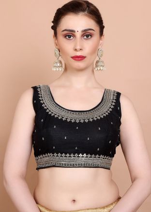 Black Color Silk Saree Blouse 