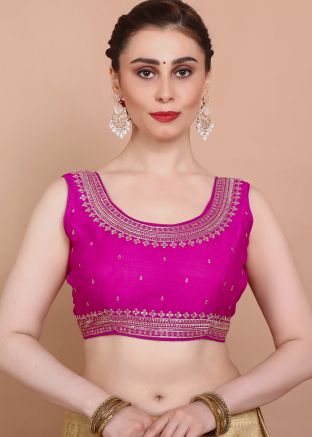 Pink Color Silk Saree Blouse 